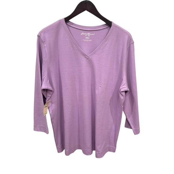 EDDIE BAUER Women's Lavender‎ V-Neck 3/4 Sleeve Pullover Sweatshirt Size XXL - Picture 2 of 10